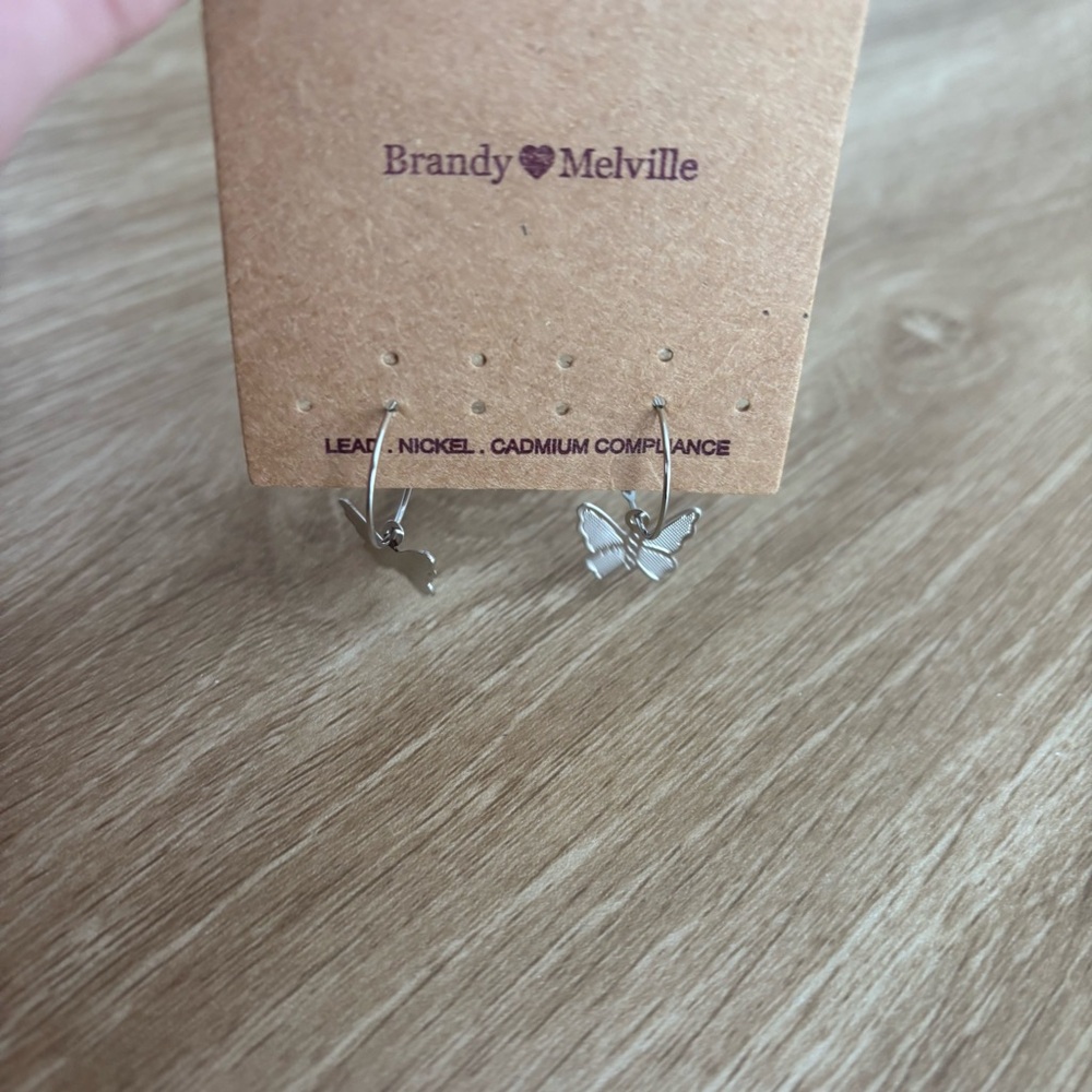 Brandy Melville Silver Butterfly Charm Earrings
